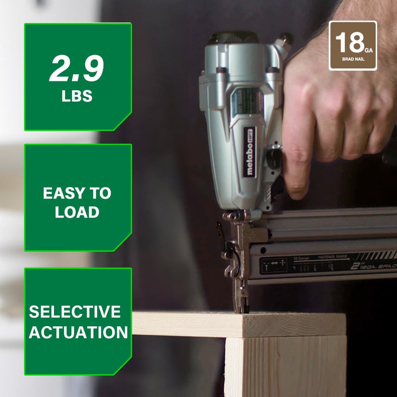 Metabo HPT Pro Brad Nailer, Pro-Preferred Pneumatic Finish Power Nailer for Trim Work, Furniture Building, Lightweight and Durable with Aluminum Magazine, 18 Gauge, 5/8â€³ to 2â€³ Brad Nails, NT50A5 - Image 2